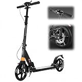 Patinete Profesional No Eléctrico De Ruedas Grandes, Capacidad De Carga De 150 Kg, Patinete Urbano con Freno De Mano Y Amortiguador, Patinete Urbano para Adolescentes Y Adultos(Black)