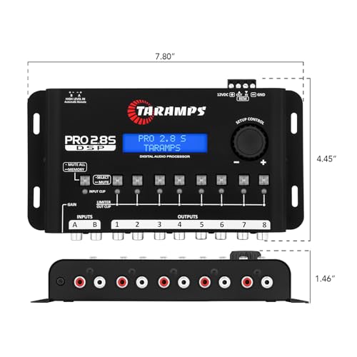 Taramps Pro 2.8S Black DSP Crossover Full Digital Signal Audio Processor and Equalizer with sequencer 15-Band Graphic Equalization 12 preset EQ 2-Channel in and 8-Channel Out Car Audio, Sound Quality by Taramp's - Used condition - Image 6