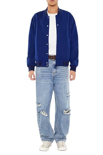 Forever 21 Men's Varsity-Striped Bomber Jacket2