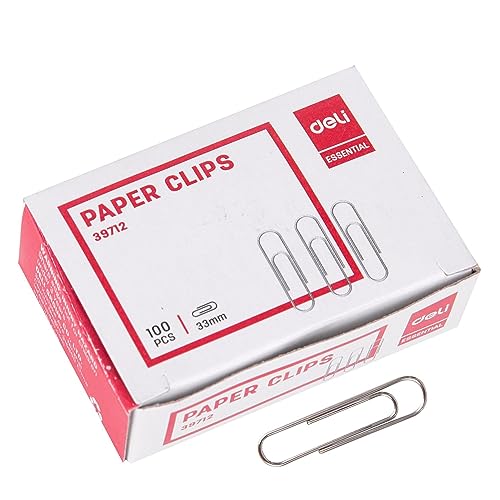 Deli Paper Clips 33 mm Size Silver