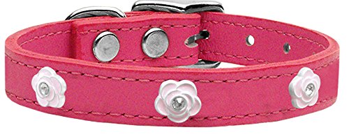 Mirage Pet Products Light Rose Widget Genuine Leather Dog Collar, Pink, Size 12