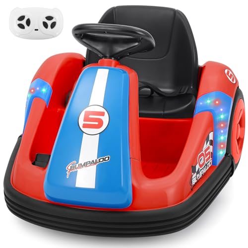 ELEMARA Auto Tamponneuse Enfant avec Grande Roue, 3,5 KM/H Max, 12V Voiture Enfant Electrique avec Télécommande,Autocollants DIY,360°Spin,Musique,...