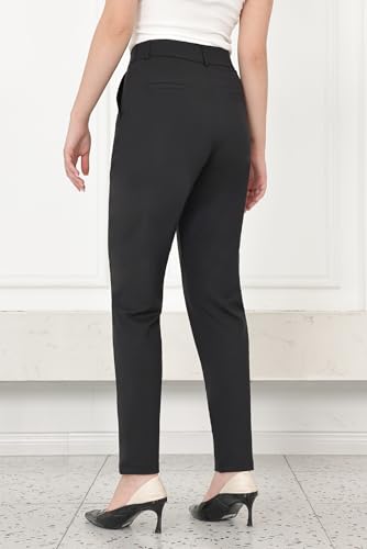 Bamans Dress Pants for Women High Waisted Skinny Leg Pants Work Business Trousers Formal Office Tummy Control Slacks Large Black2
