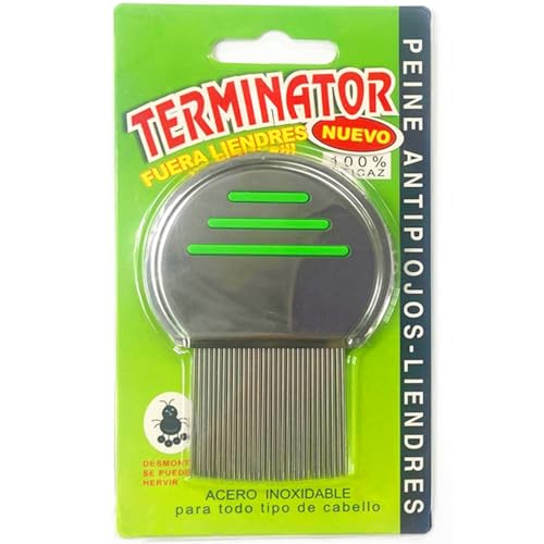 MOANATURA Liendrera Piojos Profesional Premium de Acero Inoxidable. Peine Piojos y Liendres con Puntas Roscadas Redondas para Máxima Eficacia y Evitar Daños y Tirones. Antipiojos Muy Fácil de Usar.