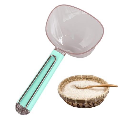 Cucchiaio dosatore per riso, multifunzione, con clip in acciaio inox, cucchiaio da cucina per riso, manico lungo per chicchi di caffè, misurini e cucchiai con manico in legno