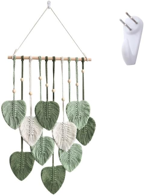 Tapiz de hojas bohemio para colgar en la pared, tapiz para colgar en la pared, hilo tejido de plumas hechas a mano, tapiz bohemio, decoración de