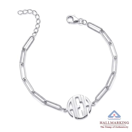Image of TRUESILVER ACPL 925 Sterling Silver Personalized Bracelet for Womens | Customized Engraved Initial and Couple Name Chain Bracelets for Women | Custom Bracelet Jewelry Gift for Birthday Anniversary