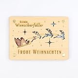 DigiNutz Weihnachtskarte, Weihnachten Geldgeschenk, Holzkärtchen 11x15 cm, Wunscherfüller Weihnachten Geldgeschenk, Kreatives Geldgeschenk. (Weihnachtsfreude)