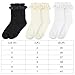 TIESOME 3 Pairs Women Ankle Socks, Lace Ruffle Frilly Comfortable Cotton Socks Fashion Ladies Princess Cute