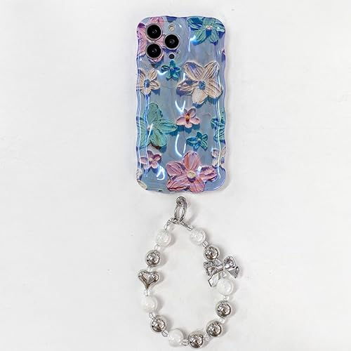 Coque iPhone 14 Pro peinture à l'huile fleur 3D finition laser premium