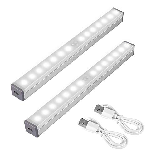 Bewegungsmelder-Licht, SZMDLX 14 LED Unterschrank-Beleuchtung, Sensor-Licht, USB wiederaufladbar, abnehmbarer Magnetstreifen für Küchenschrank, Schrank, Schrank, Treppe, Küche