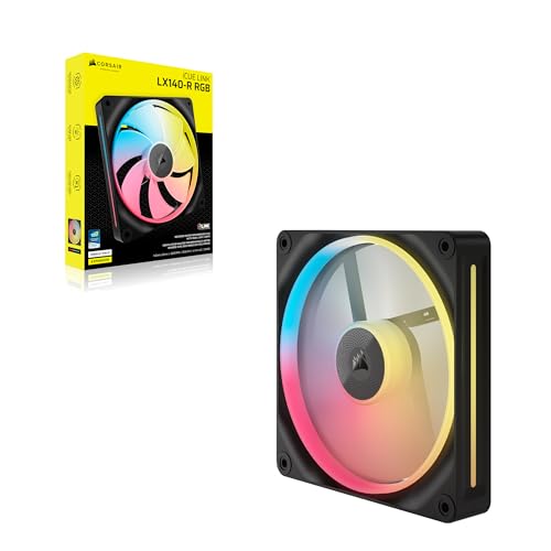 CORSAIR iCUE Link LX140-R RGB 140mm PWM Ventilateur Inversé – Ventilateur Individuel – Faible Bruit, CORSAIR Palier à Dôme Magnétique, Double Boucle Lumineuse, Vis QuikTurn™, Mode Zéro RPM – Noir