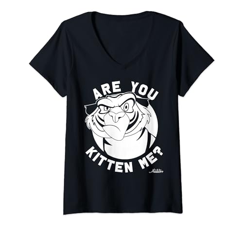 T-shirt Aladdin femme col V portrait Rajah graphisme officiel Disney