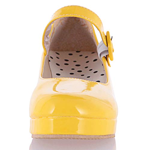 MAVMAX Women's Wedge Mary Jane Round Toe Lolita Shoes Platform Mid Heel Pumps4