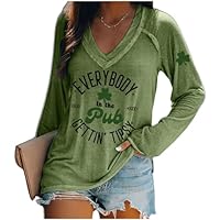 MOGUI Everybody In The Pub Gettin Tipsy Sweatshirt Women'S Everybody In The Pub Getting Tipsy St. Patrick'S Day Printed Crew Neck Sweatshirt Shamrock T Shirt Green