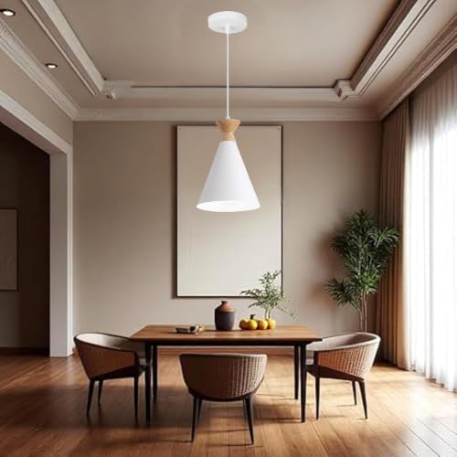 Image of White Hanging Light for Home, Aluminium Pendant Light Ceiling Lamp with Modern Hanging Lamp for Bulb Not Included, Pack of 3