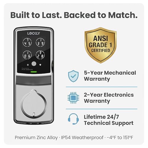 Lockly Secure Plus, Keyless Entry Door Lock, Smart Locks for Front Door, Smart Lock Deadbolt, PIN Genie® Keypad, 3D Biometric Fingerprint Sensor, Auto Lock Smart Door Lock thumbnail 8