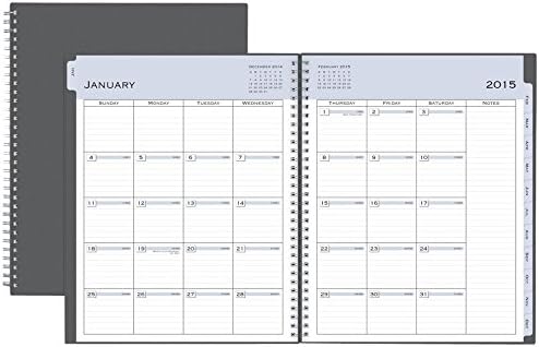 Blue Sky 2015 Weekly and Monthly Collegiate Planner, Wire-O Bound, Charcoal Cover, 8.5 x 11 Inches