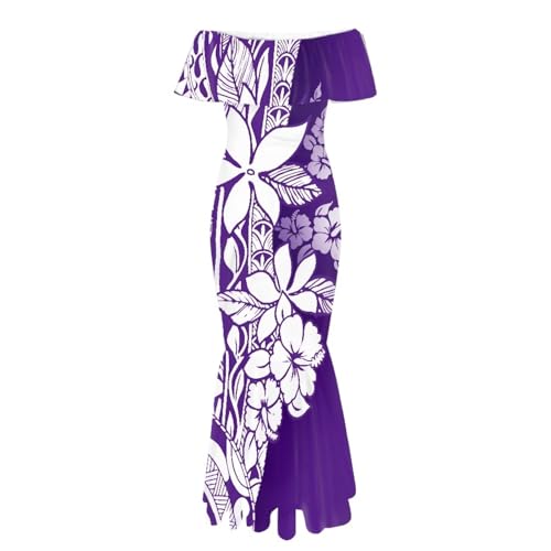 Image of Polynesian for Women S-7XL Off Shoulder Maxi Dress Hawaiian Summer Dresses