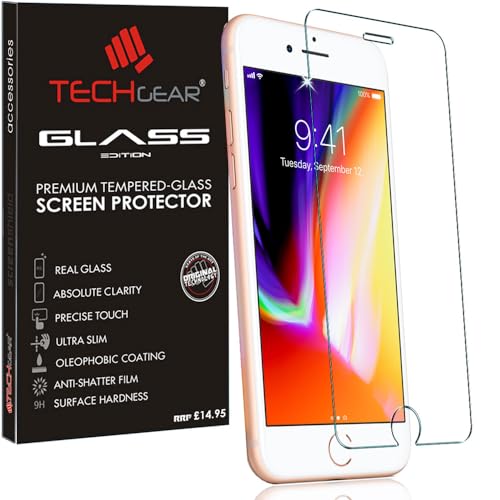 TECHGEAR Verre Trempé Compatible avec iPhone 8, iPhone 7, iPhone 6/6s VERRE, Protecteur d'Écran Original en Verre Trempé