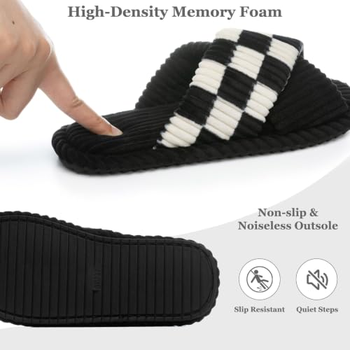 Image of GOEWY Slippers for Women with Memory Foam Open toe House Bedroom Shoes