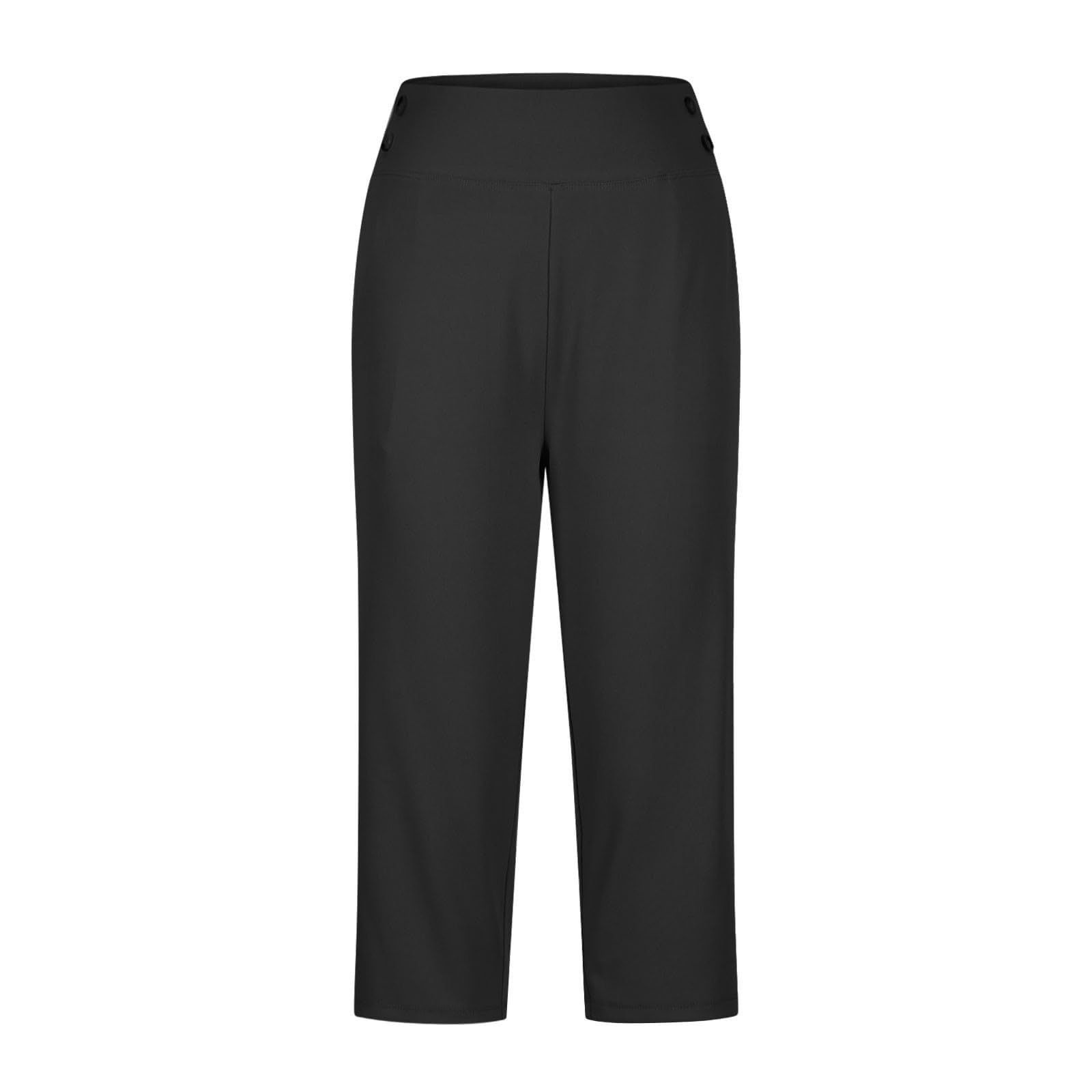 Legging 3/4 Coton Femmes Pantalon, Joggeur de Sport Extensible été Taille Haute Elastique Opaque Doux Grande Taille Fluide Jegging de Course Femme Collants Vêtements Tenue de Yoga