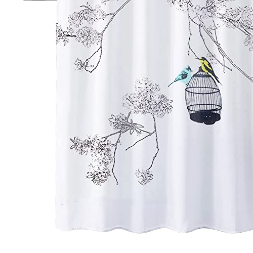 Get Orange Bird Shower Curtain Tree Branch Flower Bird Cage Polyester Fabric Bathroom Curtain 72X 72 Inch #TOP4