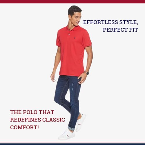Image of U.S. POLO ASSN. Men Cotton Regular Fit Solid Polo With Small Pony | Two-Button Closure Pique Polo Shirt, Summer Fashion Golf Shirt