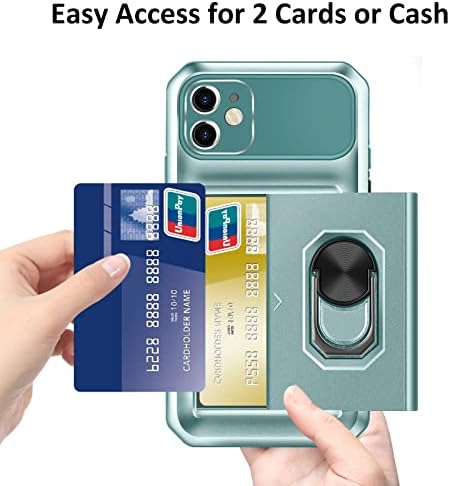 Vunake for iPhone 11 Case with Card Holder iPhone 11 Wallet Case with Ring Kickstand Heavy Duty Armor Bumper Military Grade Shockproof Case Protective Case Cover for iPhone 11 Phone Case,Mint