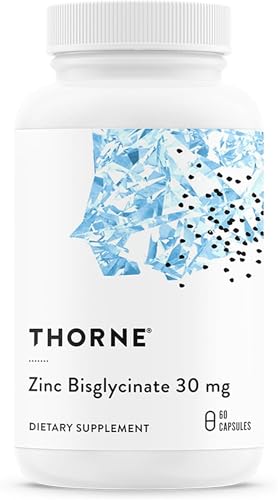 THORNE Zinc Bisglycinate 30 mg - Highly Absorbable Zinc Supplement - Supports Immune System Eye Skin & Reproductive Health - Third-Party Certified - Gluten Dairy & Soy-Free - 60 Servings