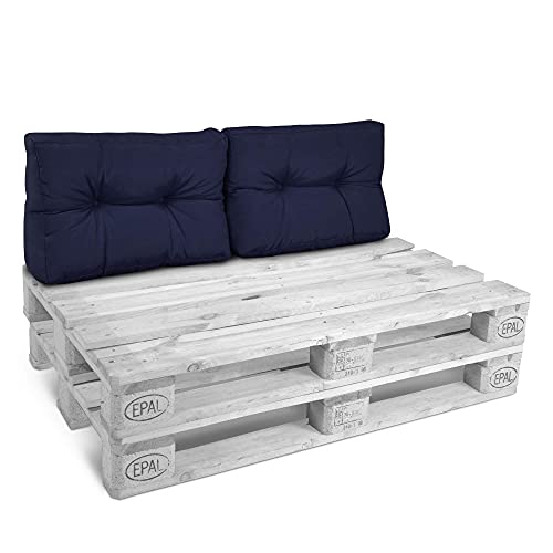 Beautissu Set de 2 Coussins Dossier Euro Palette 60x40x10 cm – 2X Coussin de Dossier Bleu Coussin Lounge Extérieur & Intérieur Coussin pour Canape Salon...