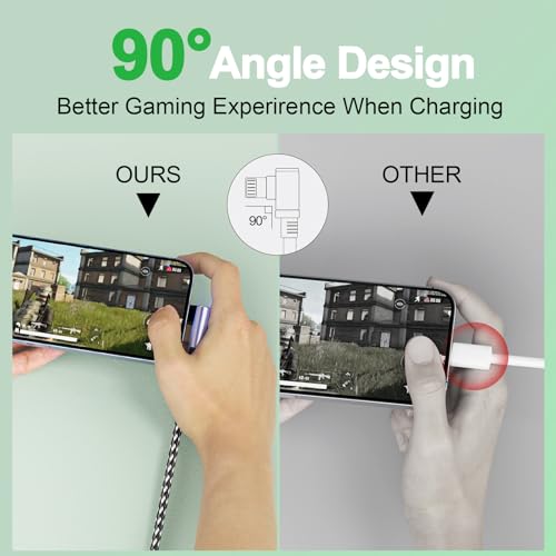 Cable iPhone USB A a Lightning de carga rápida trenzado y resistente con codo de 90 grados 2