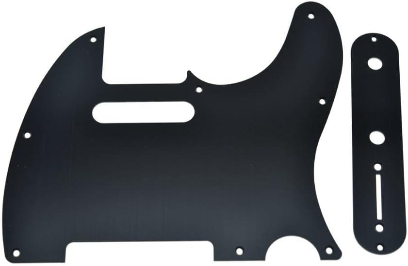KAISH Metal Aluminum Anodized Tele Pickguard with Metal Control Plate and Screws for American/Mexican Telecaster Black