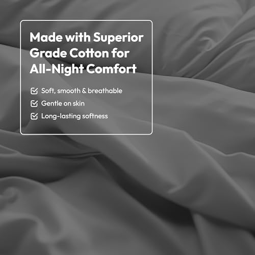 Image of LANE LINEN 100% Cotton Satin Fantasy Bedsheet King Size - Charcoal