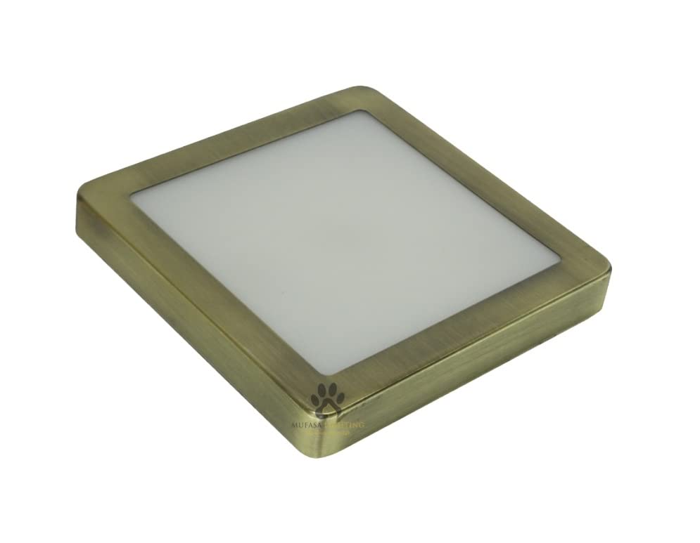 Mufasa 12 Watts Antique Brass Finish LED Surface Panel Square Shape Light, Slim Ceiling Lamp (15Cm, Aluminum Body) (Warm White) (Pack of 1)-image-40