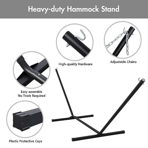 Image of ANOW Double Rope Hammock with Stand 12FT, Heavy Duty Hammock, Light Grey