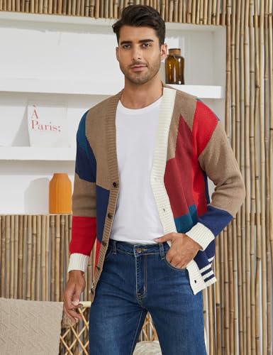 Arssm Mens Cardigan Sweater Knitted Long Sleeve V Neck Button Down Sweaters Casual Cardigans4