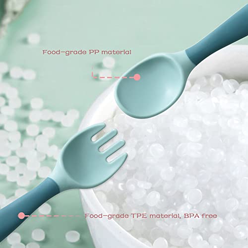 Toddler Utensils With Travel Case, Baby Spoon And Fork Set For Self-Feeding Learning Bendable Handle Silverware For Kid Children (Green) #TOP4