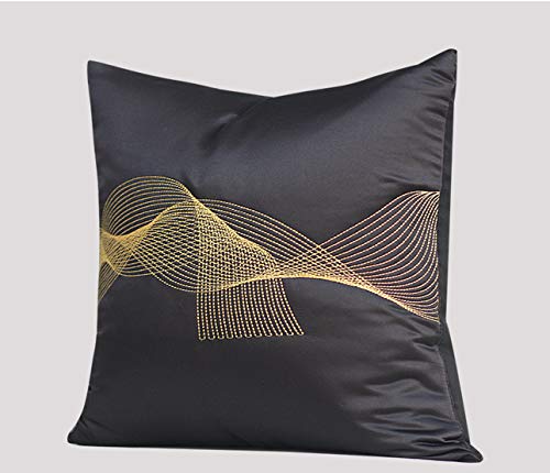 Fundas de Cojín Decorativa Línea de Oro Bordado Dormitorio Sofá Decorado Funda de Almohada Cuadrada A 45 * 45 cm (Incluye Relleno)