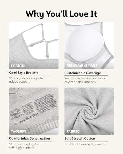 Fruit of the Loom Girls' Bra With Removable Cookies, 2-pack, White/Heather Grey, 30 - image 4