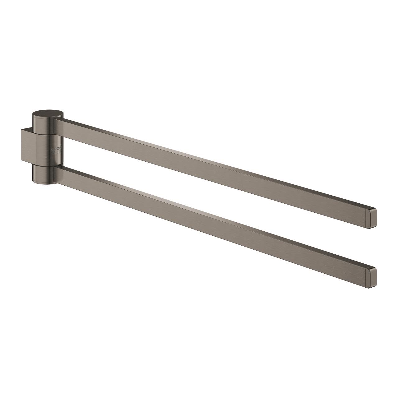 Grohe Soporte de Toalla, toallero Doble Giratorio con Acabado Starlight Resistente a los arañazos, 44 x 7,5 x 3 centímetros, Color Grafito Duro Cepillado (Referencia: 41063AL0)