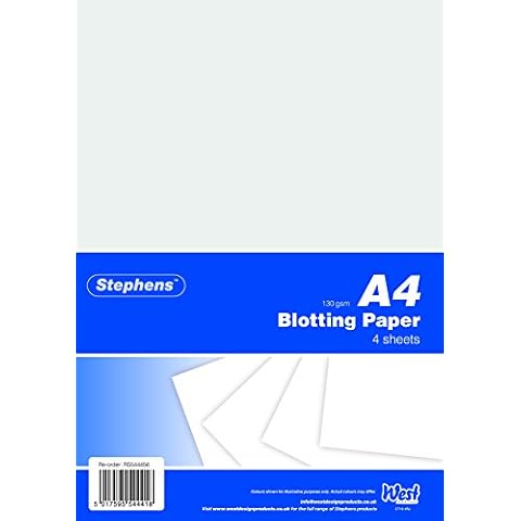 Stephens - White Blotting Paper A4-4 Sheets - 130 GSM - Blotting Paper for Art and Craft - Ideal for Removing Excess Oil - Blotting Paper for Ink and Oil - Perfect for Your Craft Box Cover
