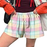 Shorts mit Taschen, lässig, weich und atmungsaktiv, Sporthose, für Damen, hohe Taille, Pyjama, Sommer, Pyjama, Damen, mit Gummizug, lässig, Fitness, Yoga, #49, l