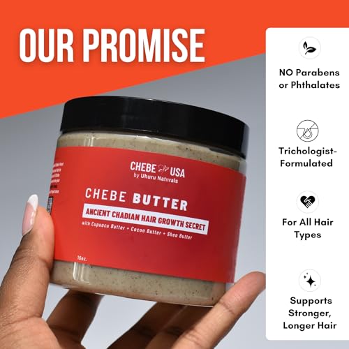 Uhuru Naturals The Original Chebe Hair Butter (16 ounce) – Helps Reduce Breakage, Supports Length Retention & Strengthens Dry, Natural | Authentic Chebe All Hair Types | Chebeusa