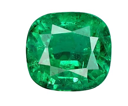 Gems Pro हरा पन्ना रतन 7.55 Carat Zambian Emerald Real Loose Gemstone A1 Quality For Men Women
