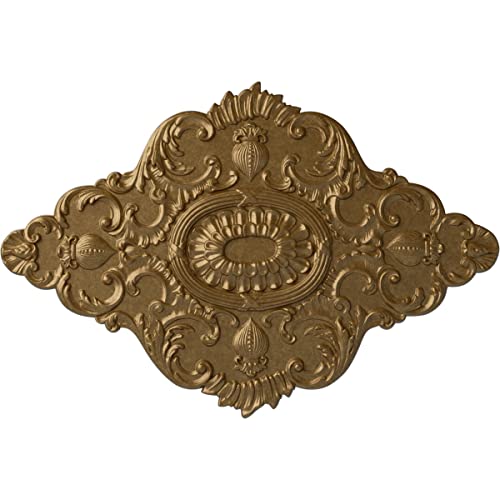 Ekena Millwork CM42X28ASPAS Ashford Ceiling Medallion, 42 3/4"W x 28 7/8"H x 1"P, Hand-Painted Pale Gold