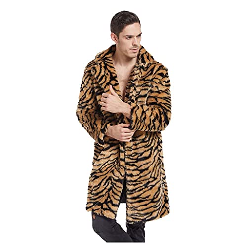 Zhiyao Herren Pelzmantel Leopard/Tiger Muster Warme Winterjacke Kunstpelz...