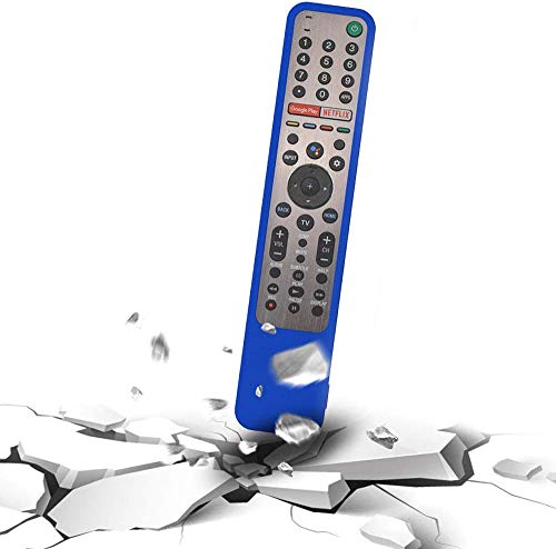 Image of Oboe Sikai Silicone Case for Sony Smart Tv Voice Remote RMF-TX600U RMF-TX500E Shockproof Protective Remote Cover Skin-Friendly Anti-Dirt Anti-Slip Anti-Lost with Remote Loop (Blue)