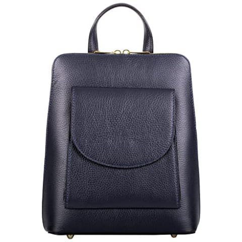 Primo Sacchi Womens Navy Blue Small Textured Italian Leather Crossbody Shoulder Grab Bag & Backpack Cover