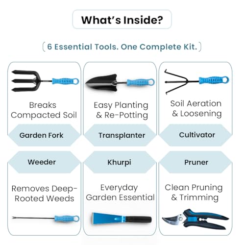 Image of IFFCO Urban Gardens - Rust-Free, Heavy-Duty Gardening Tool for Terrace & Home Gardening (6 PC Tool Set)